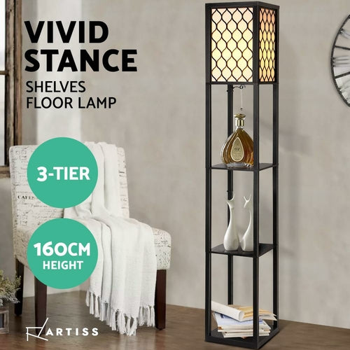3-Tier Floor Lamp with Storage Shelves – Modern LED Light Stand