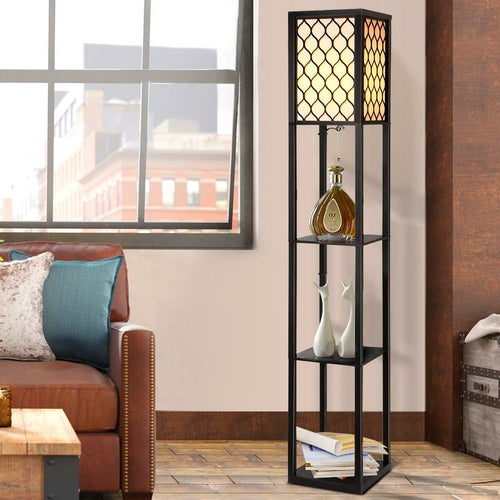 3-Tier Floor Lamp with Storage Shelves – Modern LED Light Stand