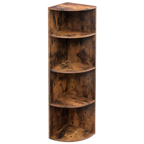 Rustic 4-Tier Corner Shelf – Space-Saving Wooden Storage Organizer
